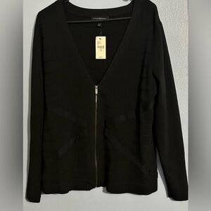 Lane Bryant  Zipper Front Fitted Black Cardigan